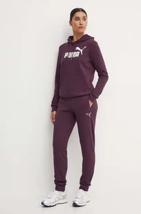 Puma spodnie dresowe bawełniane kolor fioletowy gładkie 676805 - Spodnie damskie - miniaturka - grafika 1