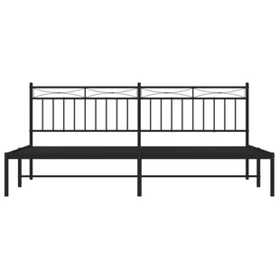 Metalowa rama łóżka z wezgłowiem, czarna, 193x203 cm Lumarko! - Łóżka - miniaturka - grafika 6