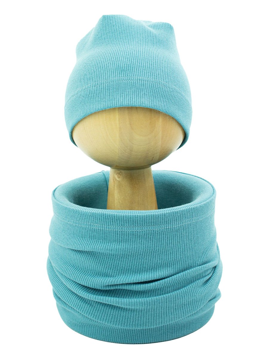 Chłopięcy komplet czapka + komin niebieski Nicol r.104/110