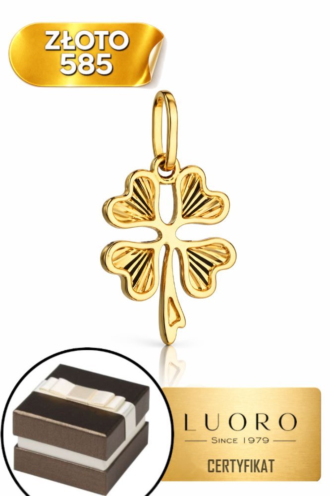 ZAWIESZKA ZŁOTA 585 14K KONICZYNKA DIAMENTOWANA 17 MM ELEGANCKA