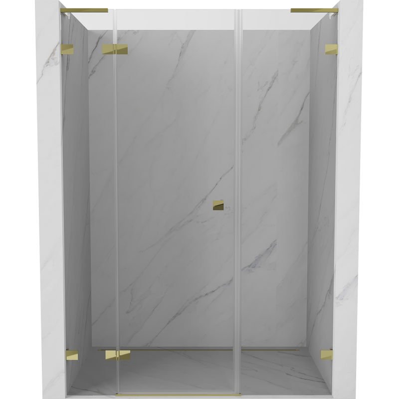 Mexen Lunar L drzwi prysznicowe uchylne lewe 150 cm, transparent, złote - 834SL-150-050-50-00-L