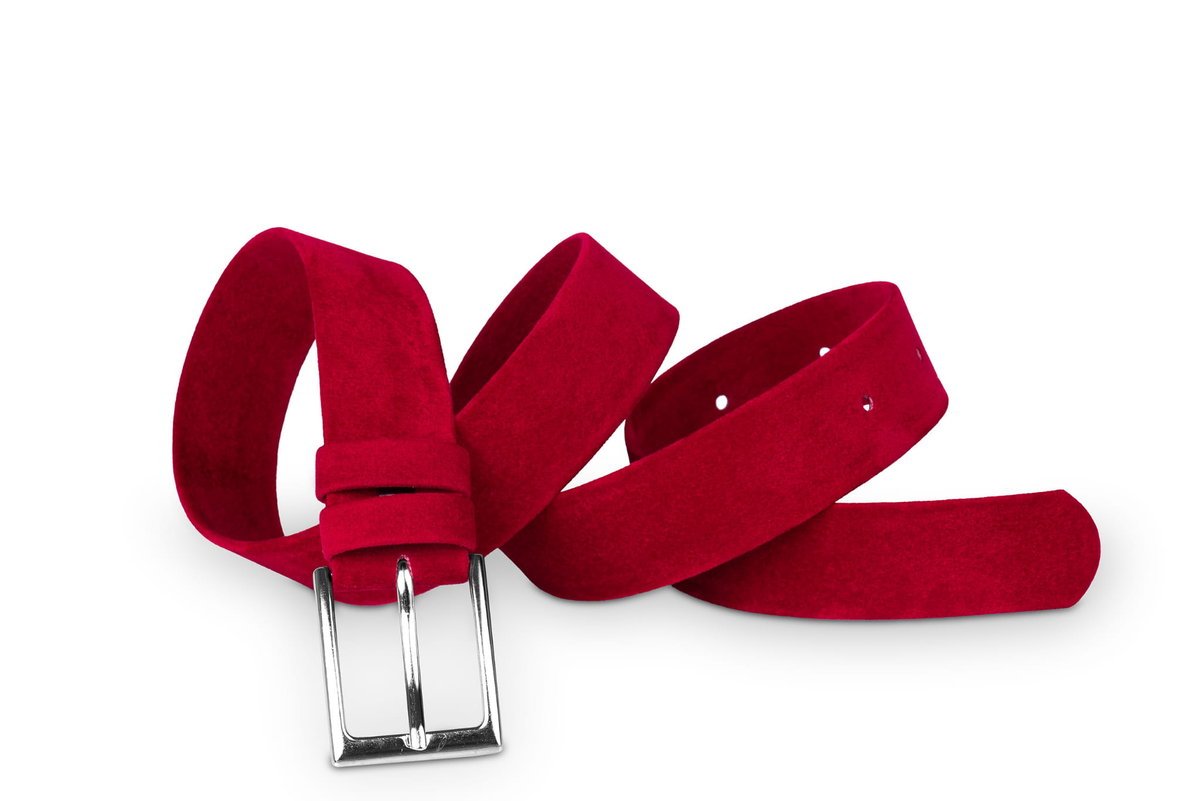 Pasek damski klasyczny czerwony welur 3 cm