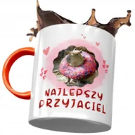 Kubki - Kubek Pomarańczowy Kapibara na Urodziny Prezent z Nadrukiem ze Zdjęciem + Opakowanie na prezent (wzór 01) - miniaturka - grafika 1