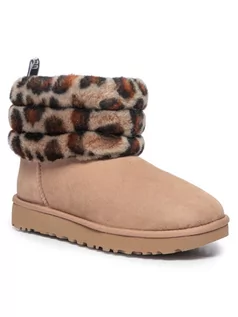 Botki damskie - Ugg Buty W Fluff Mini Quilted Leopard 1105358 Beżowy - grafika 1