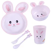 Zestawy naczyń dla dzieci - Bocioland, zestaw naczyń dla dzieci z melaminy, królik, 5 elementów - miniaturka - grafika 1