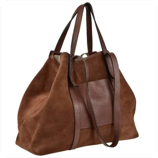 Vera Pelle Torba skóra zamszowa naturalna brąz koniak na ramię i do ręki - Torebki damskie Vera Pelle Torba skóra zamszowa naturalna brąz koniak na ramię i do ręki - Torebki damskie - miniaturka - grafika 1