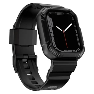 Kingxbar CYF106 2w1 pancerne etui Apple Watch SE, 8, 7, 6, 5, 4, 3, 2, 1 (41, 40, 38 mm) z paskiem czarne - Akcesoria do smartwatchy - miniaturka - grafika 2
