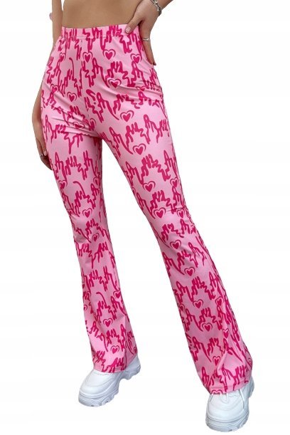 SHEIN SPODNIE PROSTE RÓŻOWE WZÓR CASUAL 38 VBU