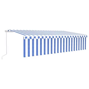 VidaXL Lumarko Ręcznie zwijana markiza z zasłoną i LED, 6x3 m, niebiesko-biała  3069361 VidaXL - Markizy - miniaturka - grafika 1