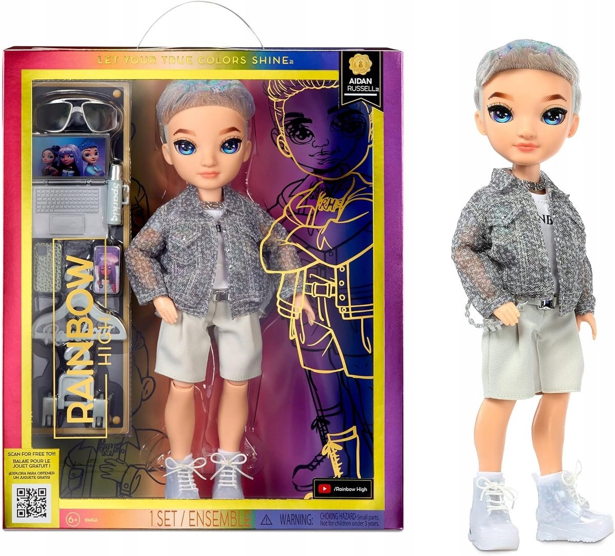 Rainbow High Fashion Aidan Russel Lalka Do Zabawy Laleczka Akcesoria