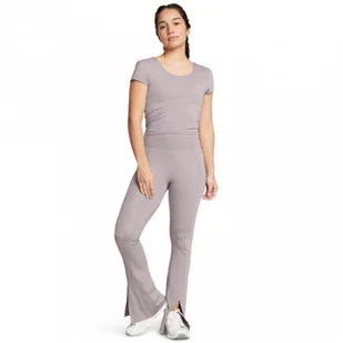 Damskie spodnie treningowe Under Armour Meridian Kick Flare Pant - beżowe - UNDER ARMOUR - Spodnie sportowe damskie - miniaturka - grafika 1