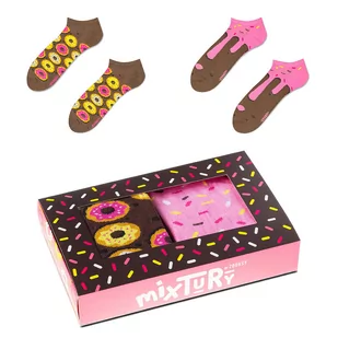 ZOOKSY kolorowe skarpety stopki męskie w zestawie r.41-46 2 pary, stopki w donuty, różowe stopki - mixTURY DONUTOWE - Skarpetki damskie - miniaturka - grafika 1