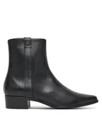 Botki damskie - Tommy Hilfiger Botki Th Leather Pointy Zip Bootie FW0FW08980 Czarny - miniaturka - grafika 1