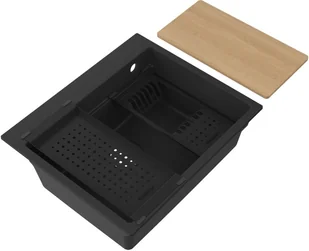 Massimo Zlewozmywak granitowy 1-komorowy bez odpływu czarny metalik - Zlewozmywaki - miniaturka - grafika 1