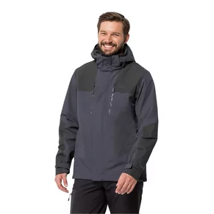Męska kurtka przeciwdeszczowa Jack Wolfskin JASPER JKT MEN ebony - S - Kurtki męskie - miniaturka - grafika 1