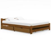 Łóżka - vidaXL Lumarko Rama łóżka z 4 szufladami, miodowy brąz, sosna, 160 x 200 cm 3060581 - miniaturka - grafika 1