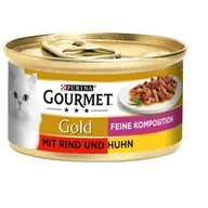 Mokra karma dla kotów - GOURMET Gold Wyborna kompozycja 12 x 85 g Wołowina i kurczak - miniaturka - grafika 1