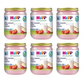Desery dla dzieci - Hipp Jabłka, truskawki i maliny z jogurtem po 6. miesiącu zestaw 6 x 160 g Bio - miniaturka - grafika 1