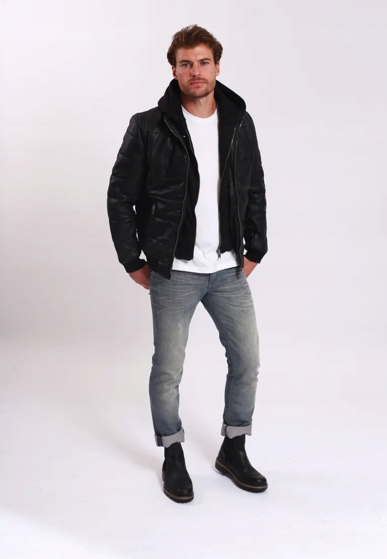 Lee Cooper Bomber kurtka męska pilotka odpinany Kołnierz Kolor Czarny R.XL