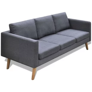 vidaXL Ciemno szara 3 osobowa, materiałowa sofa - Sofy i kanapy - miniaturka - grafika 1