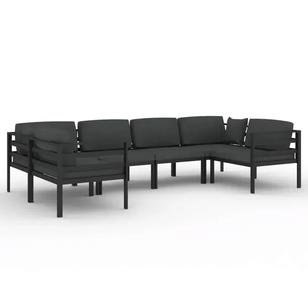 Modułowy zestaw wypoczynkowy ogrodowy antracytowy z poduszkami 70 x 70 cm