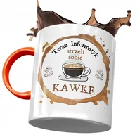 Kubki - Kubek Pomarańczowy dla Informatyka Strzeli Kawkę z Nadrukiem ze Zdjęciem + Opakowanie na prezent (wzór 02) - miniaturka - grafika 1