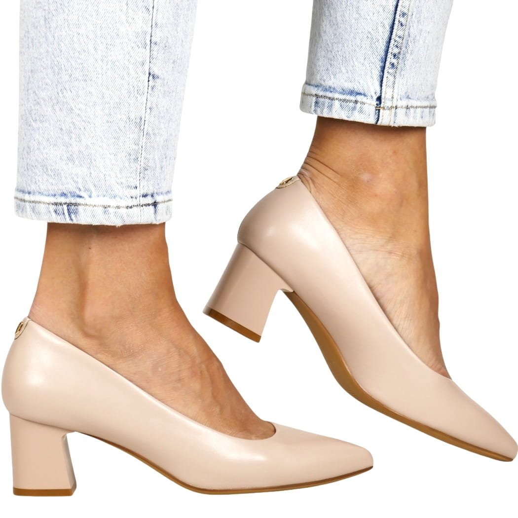 CZÓŁENKA NA OBCASIE SERGIO LEONE 413 KREMOWE RÓŻOWE, 37, 24,2 cm