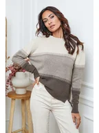 Swetry damskie - So Cachemire Sweter "Lurcia" w kolorze szarobrązowo-beżowym - miniaturka - grafika 1