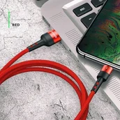 Kable USB - USAMS Kabel pleciony U26 USB-C 1m 3A Fast Charging czerwony/red SJ313TC02 (US-SJ313) - miniaturka - grafika 1