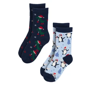 Zestaw 2 par wysokich skarpet dziecięcych Action Boy 8KB-006-AW23 (2-pack) Niebieski - Skarpetki dla dzieci - miniaturka - grafika 1