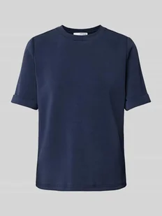 T-shirt z prążkowanym okrągłym dekoltem - Koszulki i topy damskie - miniaturka - grafika 1