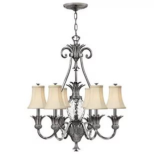 Elstead Lighting Plantation 7Lt Chandelier Polished Antique Nickel HK/PLANT7 PL Elstead lampa wisząca stylowa abażurowa HK/PLANT7 PL ) - Lampy sufitowe - miniaturka - grafika 1