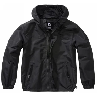 Kurtka dziecięca BRANDIT Summer Windbreaker Frontzip - Czarna 146-152 (11-12 Lat) - Odzież taktyczna i umundurowanie - miniaturka - grafika 1