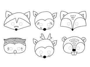 Maski "Woodland", 6 szt MASZ1 - Gadżety na imprezę - miniaturka - grafika 1