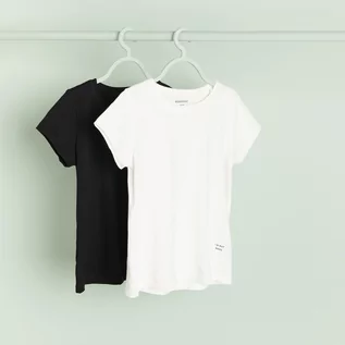 Koszulki dla dziewczynek - Reserved Reserved - Bawełniany t-shirt 2 pack - Kremowy - grafika 1