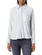 Bluzki damskie - TOM TAILOR Denim Damski bluzka w paski 1033614, 30579 - Green White Vertical Stripe, L - miniaturka - grafika 1
