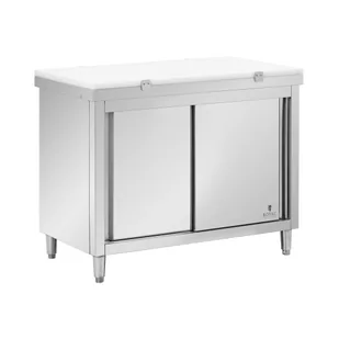 Royal Catering Stół roboczy z szafką ze stali nierdzewnej ECO 120 x 60 cm 500 kg deska do krojenia - Artykuły masarskie - miniaturka - grafika 1