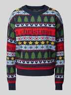 Swetry damskie - Sweter świąteczny o kroju relaxed fit z napisem model ‘HAPPY FROSTLIGHT’ - miniaturka - grafika 1