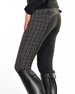 Spodnie damskie - PFIFF Damskie spodnie do jazdy konnej Anna bryczesy w kratkę wielokolorowa czarno-brązowy 164 - miniaturka - grafika 1
