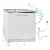 Szafki kuchenne - Kompletny Zestaw do Kuchni Biała Szafka 80 cm ze Zlewozmywakiem i Syfonem - miniaturka - grafika 1