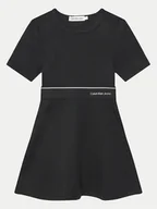 Sukienki i spódniczki dla dziewczynek - Calvin Klein Jeans Sukienka codzienna Logo Tape IG0IG02310 M Czarny Regular Fit - miniaturka - grafika 1