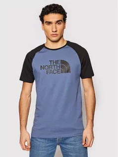 Koszulki męskie - The North Face T-Shirt Raglan Easy NF0A37FVWC41 Niebieski Regular Fit - grafika 1