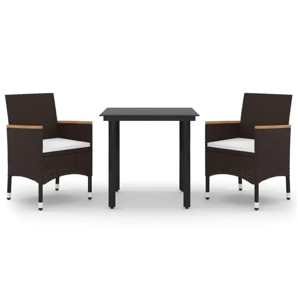 Zestaw Mebli Ogrodowych z Rattanu PE i Stali, Czarny, 80x80x74 cm, 61x60x88