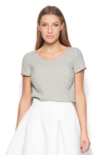 Zielona Bluzka z Geometrycznym Nadrukiem - Bluzki damskie - miniaturka - grafika 1