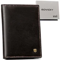 Etui na dokumenty i karty - Męskie etui na karty i dokumenty ze skóry naturalnej ROVICKY eleganckie brązowe na prezent pionowe bez zapięcia antykradzieżowe ochrona RFID STOP - miniaturka - grafika 1