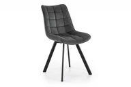 Krzesła - Proste krzesło do salonu welur szare BELISSI - miniaturka - grafika 1