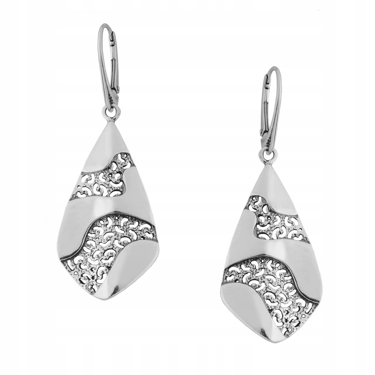 Kolczyki srebro pr. 925 Eleganckie Kolczyki Polerowane Ażurowe na Prezent