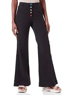 Spodnie damskie - Moschino Damskie spodnie Lyocell Gabardine z wielokolorowymi zatrzaskami, czarny, 46 PL - miniaturka - grafika 1