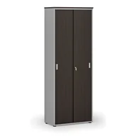 Szafy biurowe - Szafa biurowa z drzwiami przesuwnymi PRIMO GRAY, 2128 x 800 x 420 mm, szary/wenge - miniaturka - grafika 1