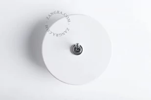 Włącznik Pojedynczy Biały Metalowy Ze Srebrnym Dekorem - Wyłączniki światła i elektryczne - miniaturka - grafika 1